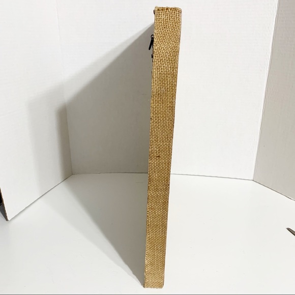 Unbranded Burlap Over Frame Wall Art Baseball Theme Tan Cream Black Rustic Look - Picture 3 of 3